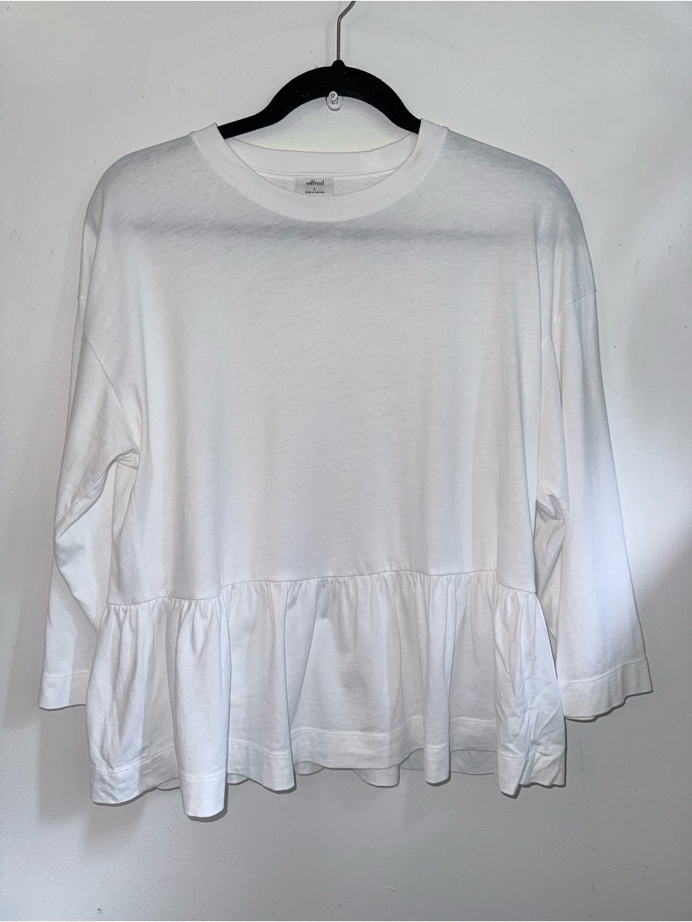 Wilfred White Peplum Long-Sleeve Top T Shirt Size S